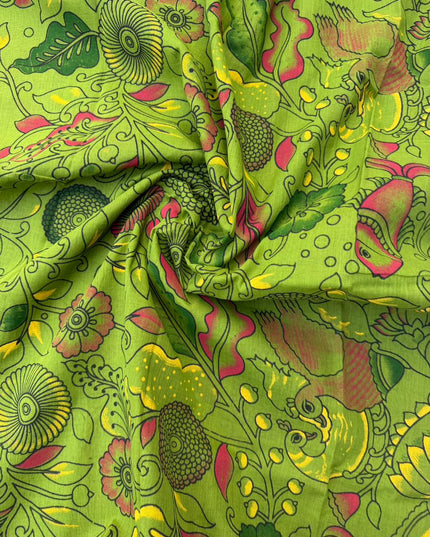 Soft Nagari Cotton Unstitched Dress Material | Daily Wear Yellow & Green 3pc Set
