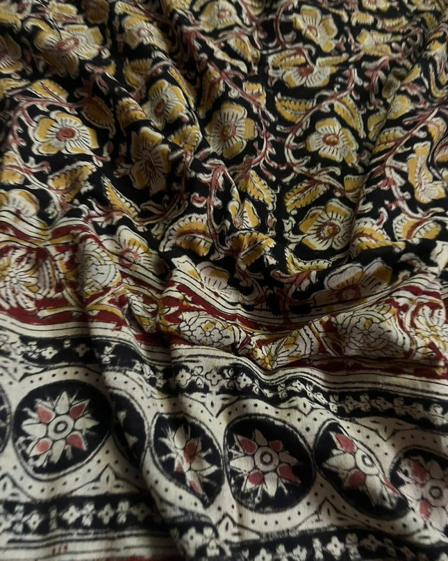 Traditional Kalamkari Unstitched 3PC Dress Material in Baby Pink Colour | Cotton Ethnic Fabric