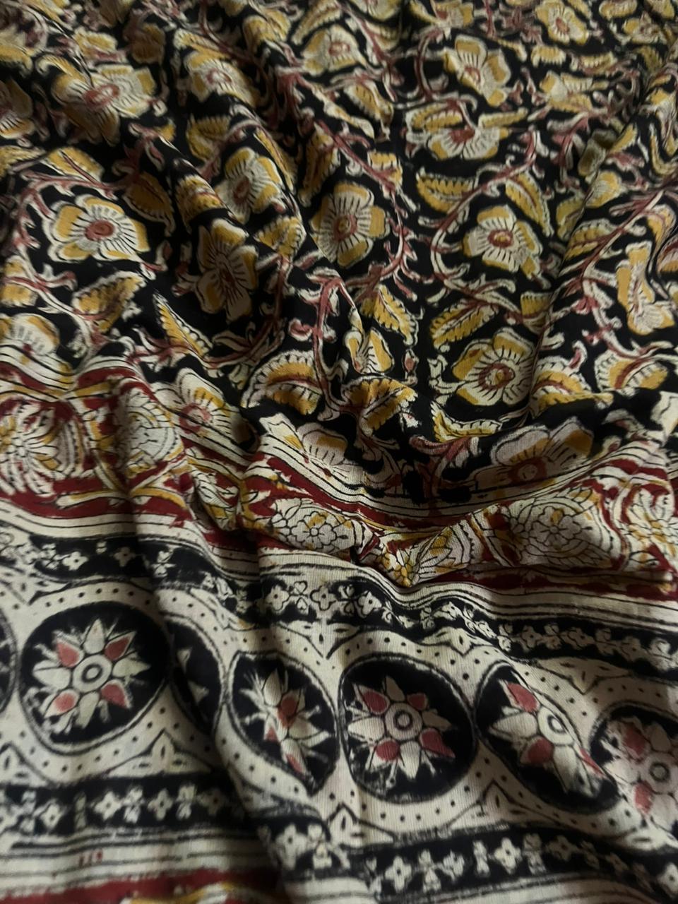 Traditional Kalamkari Unstitched 3PC Dress Material in Baby Pink Colour | Cotton Ethnic Fabric