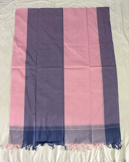 Khadi Handloom Cotton Dupatta - Pink & Blue