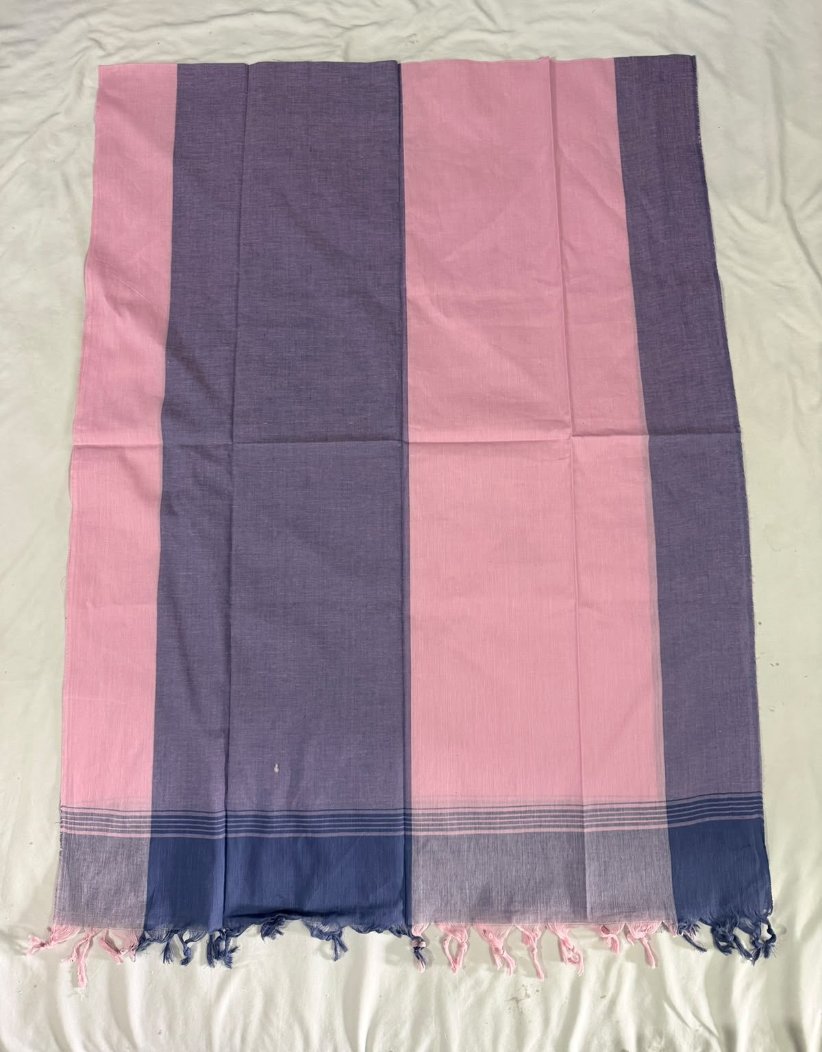 Khadi Handloom Cotton Dupatta - Pink & Blue