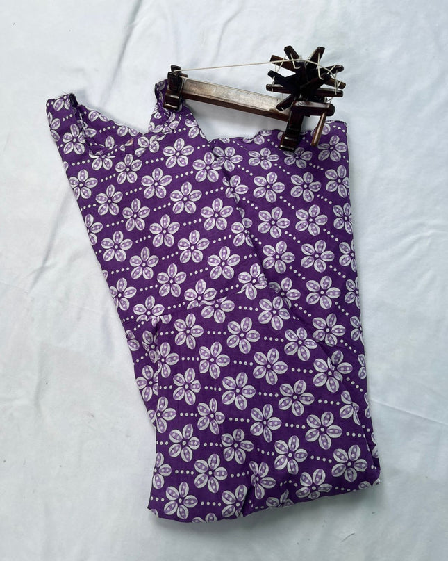 Mul Fabric Long frock with Violet Color