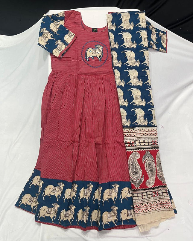Premium 2-Piece Frock Set Maroon Colour – Bhavana Originals Exclusive