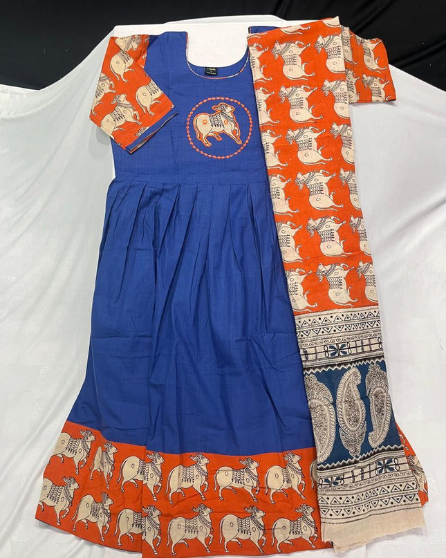 Premium 2-Piece Frock Set Blue Colour – Bhavana Originals Exclusive