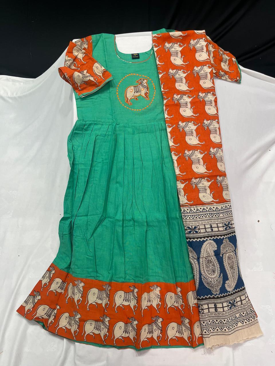 Premium 2-Piece Frock Set Lux Green Colour – Bhavana Originals Exclusive