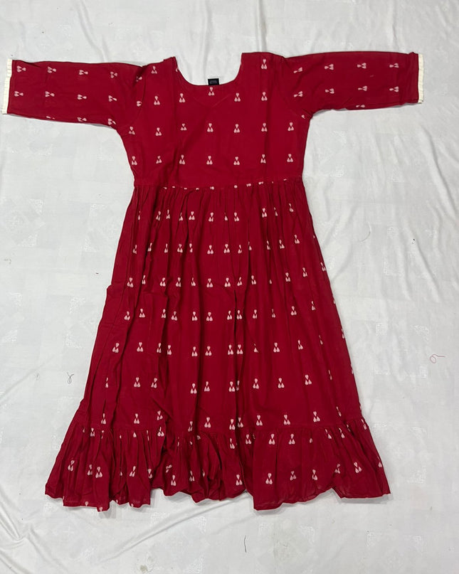 Premium Red Cotton Frock – Elegant Party & Casual Wear Dress