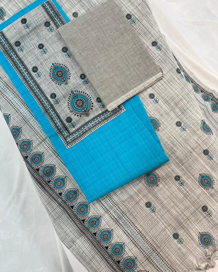 Cotton Dress Material with Blue Color