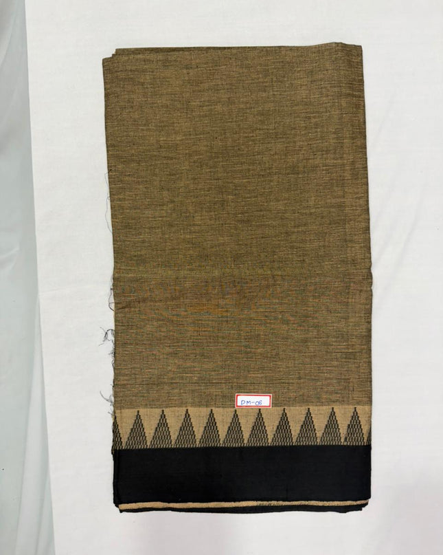 Handloom Cotton Dress Material – Black & Brown Color | Bhavana Handlooms