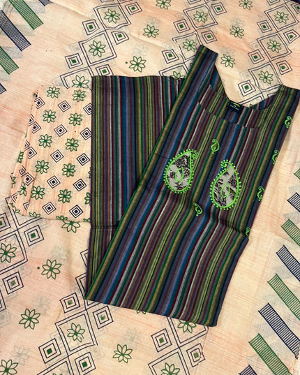 Premium Multicolor Cotton 3PC Kurti Set with Embroidered Design | Ready to Wear