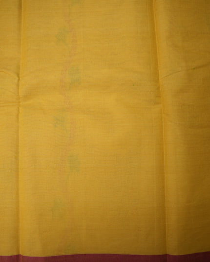 Coimbatore Handloom Saree in Mustard Yellow Colour with Traditional Bird Motifs and Contrast Woven Border