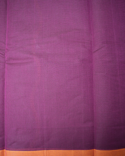 Coimbatore Handloom Saree in Deep Purple Colour with Traditional Bird Motifs and Contrast Mustard Woven Border
