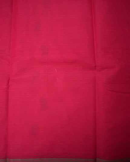 Coimbatore Handloom Saree in Rani Pink Colour with Traditional Bird Motifs and Contrast Green Woven Border