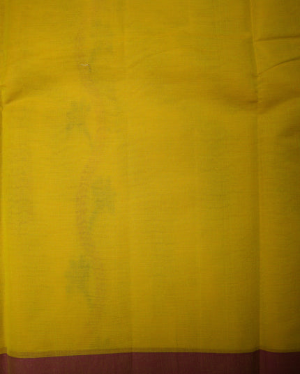 Coimbatore Handloom Saree in Mustard Yellow Colour with Traditional Bird Motifs and Contrast Woven Border