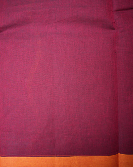 Coimbatore Handloom Saree in Wine Purple Colour with Traditional Bird Motifs and Contrast Rust Woven Border