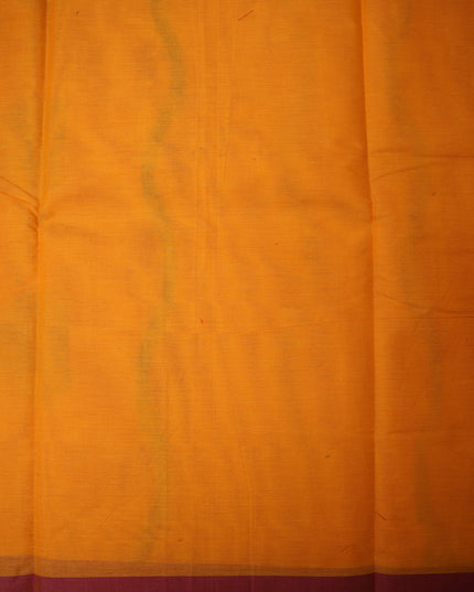 Coimbatore Handloom Saree in Orange Colour with Traditional Bird Motifs and Contrast Maroon Woven Border