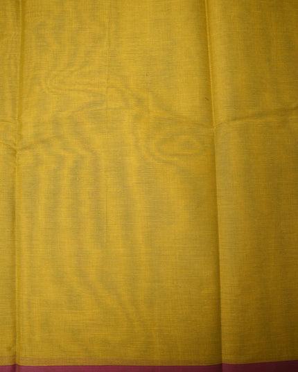 Coimbatore Handloom Saree in Mustard Yellow Colour with Traditional Bird Motifs and Contrast Maroon Woven Border