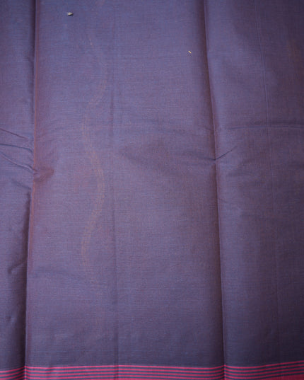 Coimbatore Handloom Saree in Black Colour with Traditional Bird Motifs and Contrast Magenta Woven Border