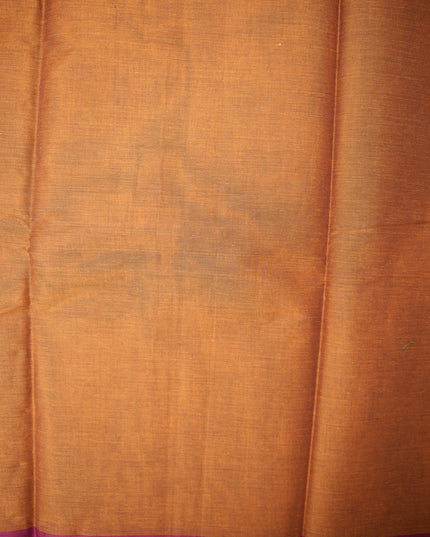 Coimbatore Handloom Saree in Rust Orange Colour with Traditional Bird Motifs and Contrast Magenta Woven Border