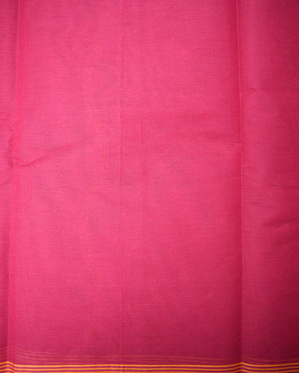Coimbatore Handloom Saree in Rani Pink Colour with Traditional Bird Motifs and Contrast Mustard Woven Border