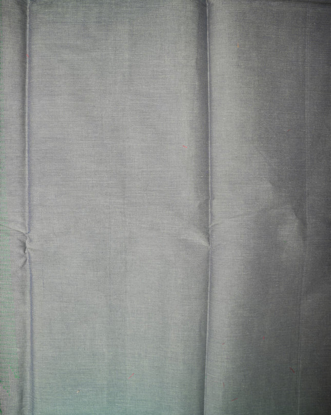 Bhavana Handlooms charcoal grey Coimbatore handloom saree with traditional elephant motifs and contrast rani pink border