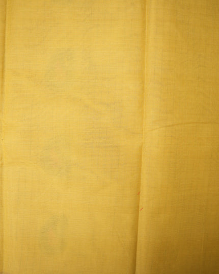 Bhavana Handlooms mustard yellow Coimbatore handloom saree with a contrast rust woven border and paisley motifs