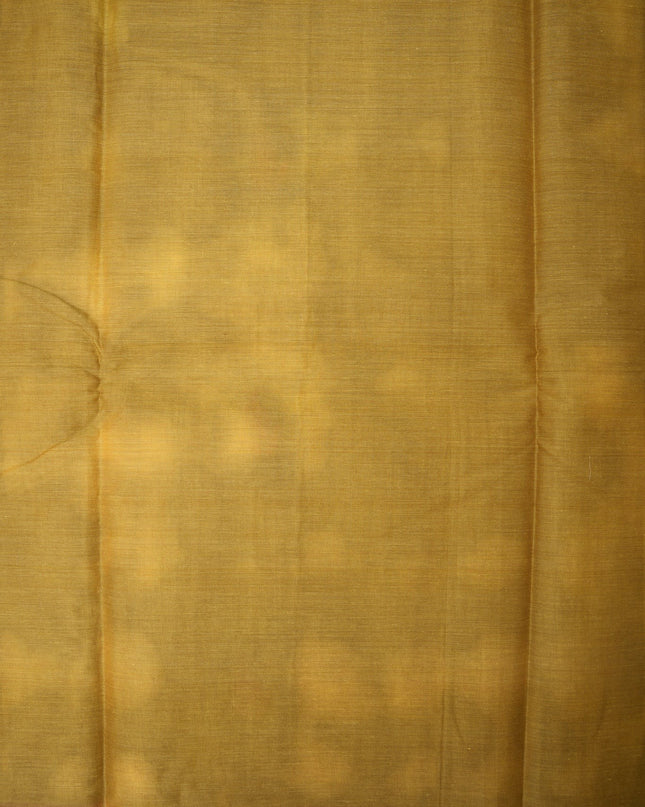 Bhavana Handlooms mustard yellow Coimbatore handloom saree with a solid maroon woven border and fine fabric texture