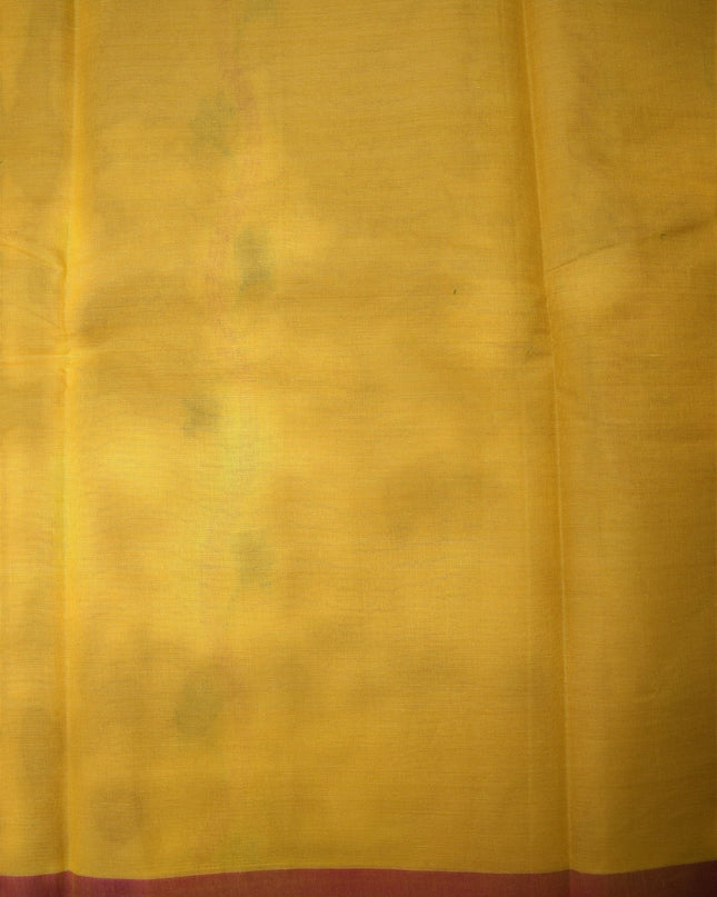 Bhavana Handlooms mustard yellow Coimbatore handloom saree with traditional bird motifs and a contrast woven border