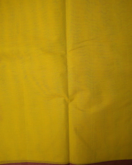 Bhavana Handlooms mustard yellow Coimbatore handloom saree fabric with a contrast maroon woven border