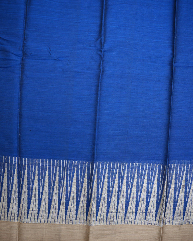 Bhavana Handlooms Narayanapet Mercerized Cotton Saree in royal blue with a rich border and lightweight drape. Soft finish.