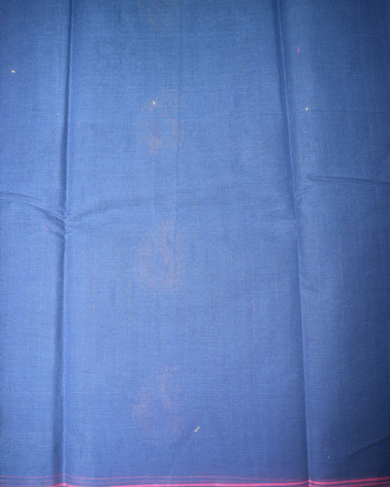 Bhavana Handlooms navy blue Coimbatore handloom saree featuring traditional paisley motifs and a rani pink border