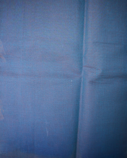 Bhavana Handlooms navy blue Coimbatore handloom saree featuring traditional elephant motifs and mustard gold border.
