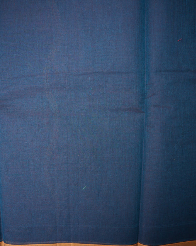 Bhavana Handlooms navy blue Coimbatore handloom saree featuring a mustard woven border and traditional bird motifs
