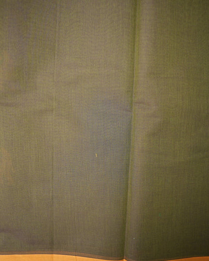 Bhavana Handlooms dark olive green Coimbatore handloom saree featuring traditional elephant motifs and mustard border