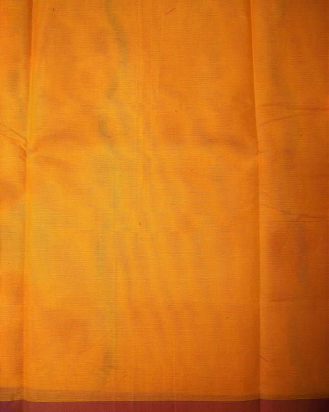 Bhavana Handlooms orange Coimbatore handloom saree featuring traditional bird motifs and a contrast maroon woven border.