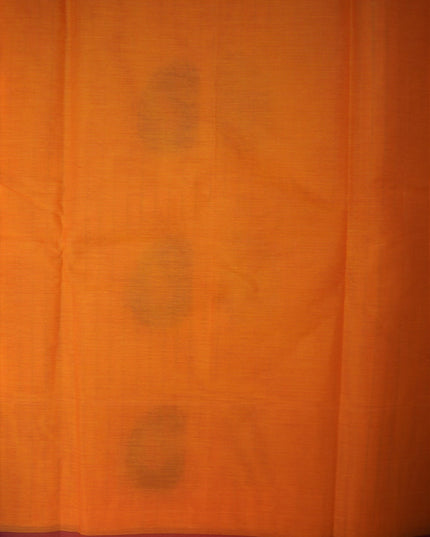 Bhavana Handlooms peach orange Coimbatore handloom saree featuring traditional paisley motifs and a rani pink border