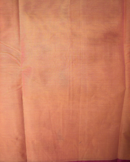 Bhavana Handlooms peach orange handloom saree featuring a contrast magenta woven border and traditional paisley motifs