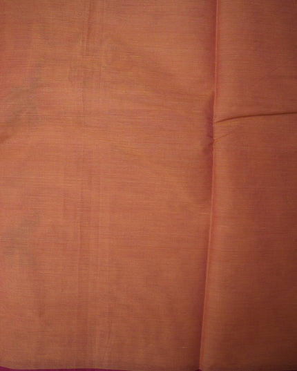 Bhavana Handlooms peach orange Coimbatore handloom saree with a contrast rani pink woven border