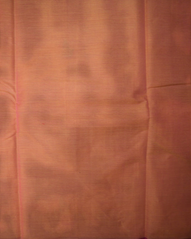 Bhavana Handlooms peach orange Coimbatore handloom saree featuring a contrast rani pink woven border
