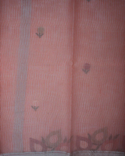 Bhavana Handlooms peach pink silk kota saree featuring delicate floral embroidery motifs and a designer border.
