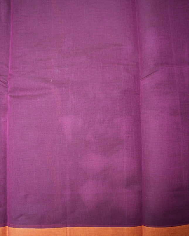 Bhavana Handlooms deep purple Coimbatore handloom saree with a contrast mustard woven border