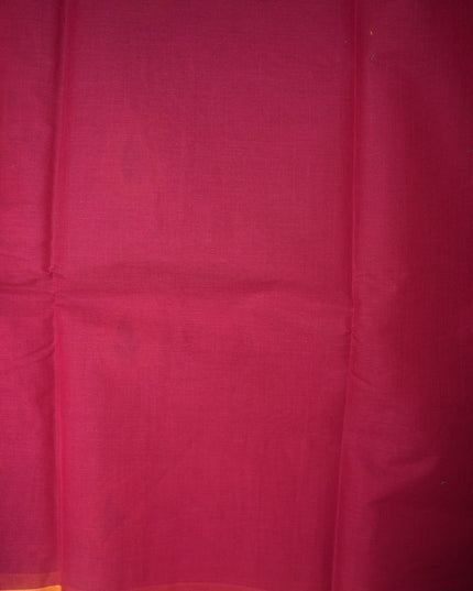 Bhavana Handlooms rani pink Coimbatore handloom saree with a contrast peach orange woven border.