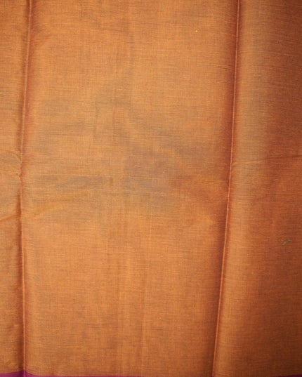 Bhavana Handlooms rust orange Coimbatore handloom saree featuring a contrasting magenta woven border