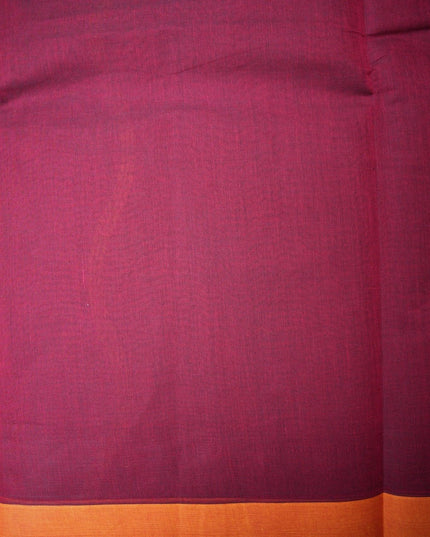 Bhavana Handlooms wine purple Coimbatore handloom saree with a contrasting rust orange woven border