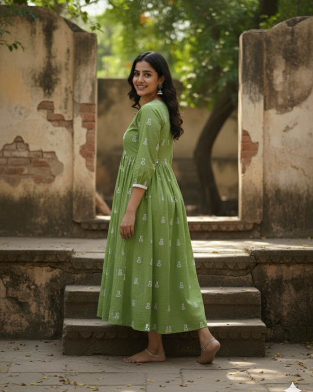 Green Cotton Frock for Women & Girls | Premium Style & Comfort