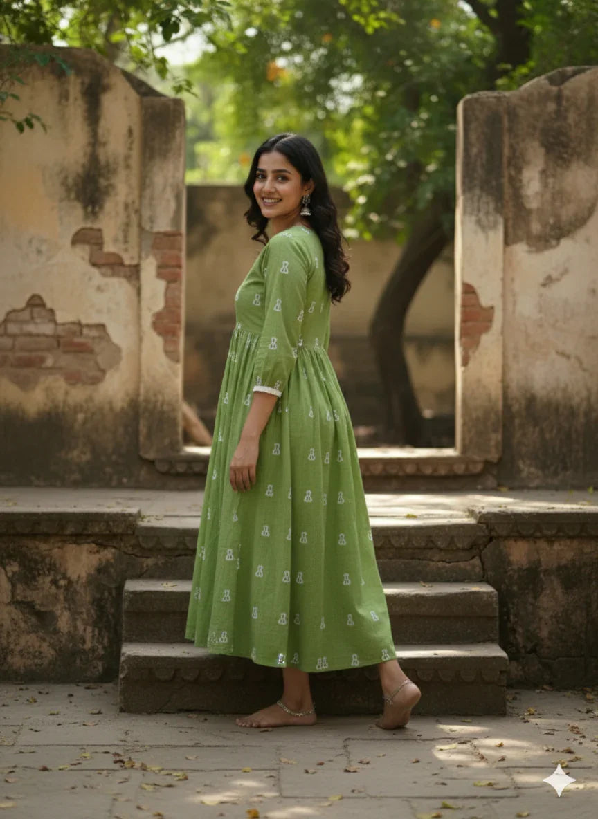 Green Cotton Frock for Women & Girls | Premium Style & Comfort