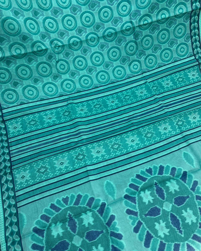 Premium Meena Cotton Printed Saree in Teal Green Colour | Elegant Traditional Ethnic Wear