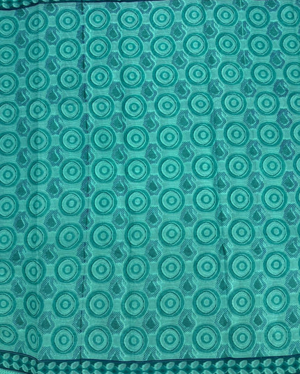 Premium Meena Cotton Printed Saree in Teal Green Colour | Elegant Traditional Ethnic Wear