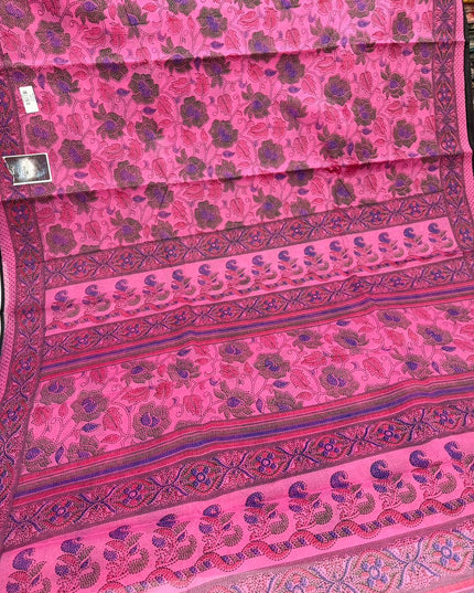 Premium Meena Cotton Printed Saree in Rani Pink Colour | Elegant Traditional Ethnic Wear