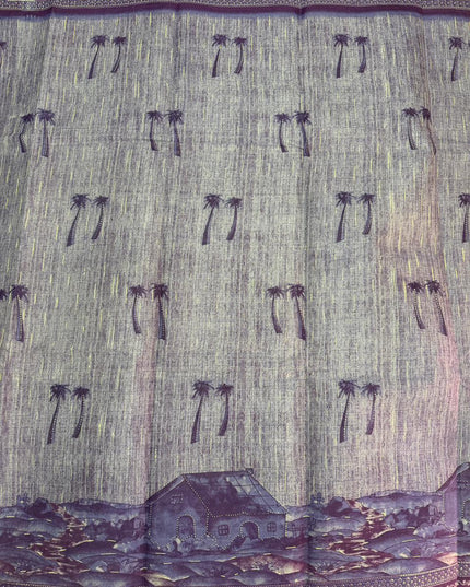 Premium Meena Cotton Printed Saree in Steel Grey Colour | Elegant Traditional Ethnic Wear