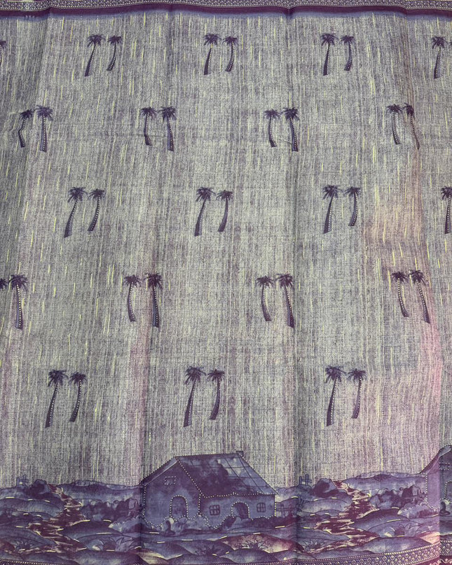 Premium Meena Cotton Printed Saree in Steel Grey Colour | Elegant Traditional Ethnic Wear